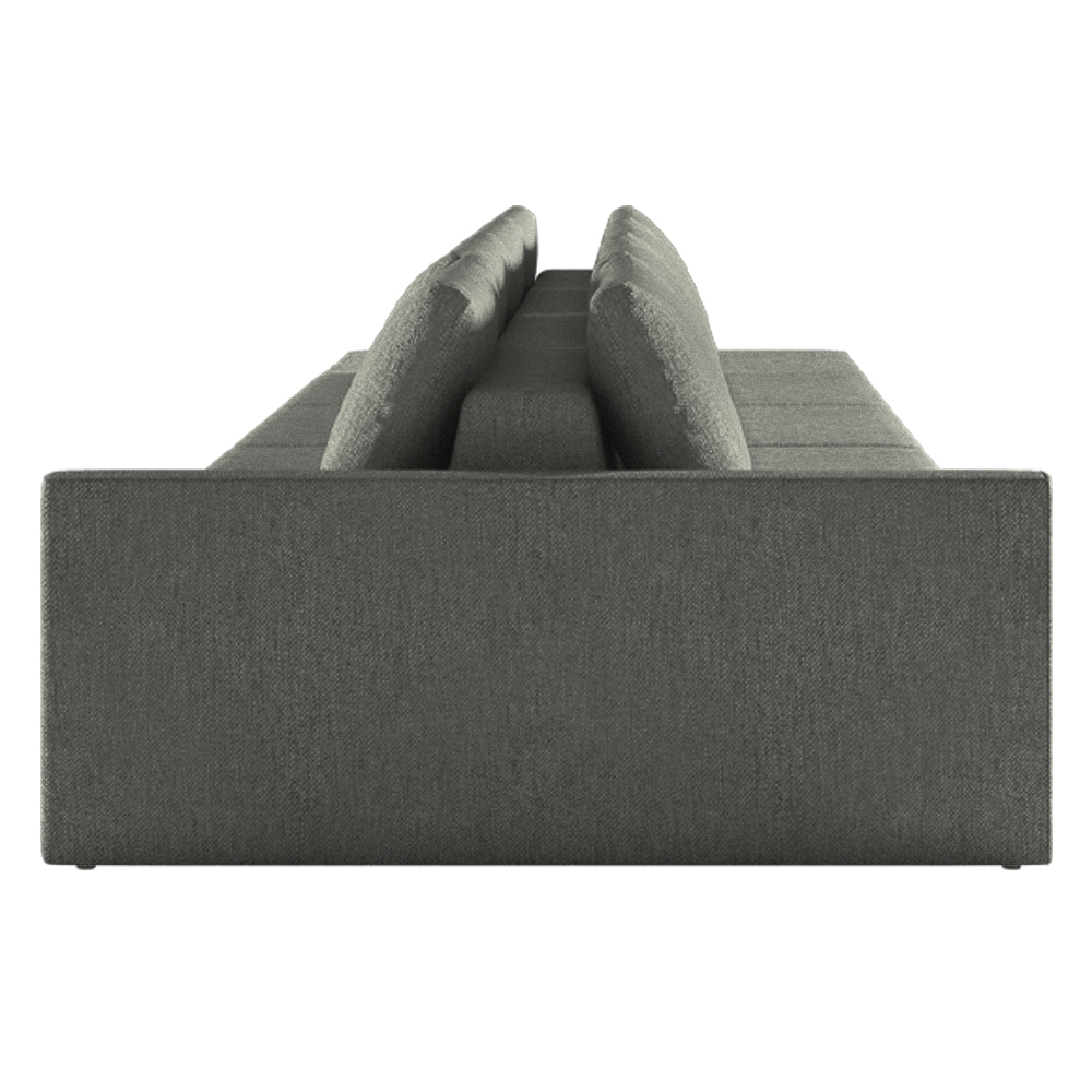 Sofá Ilha Modulado Milos 432cm Puff Lateral Linho Cinza Escuro G33 - Gran Belo