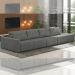 Sofá Ilha Modulado Milos 432cm Puff Lateral Linho Cinza Escuro G33 - Gran Belo