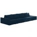 Sofá Ilha Modulado Milos 432cm Puff Lateral Veludo Azul Marinho G33 - Gran Belo