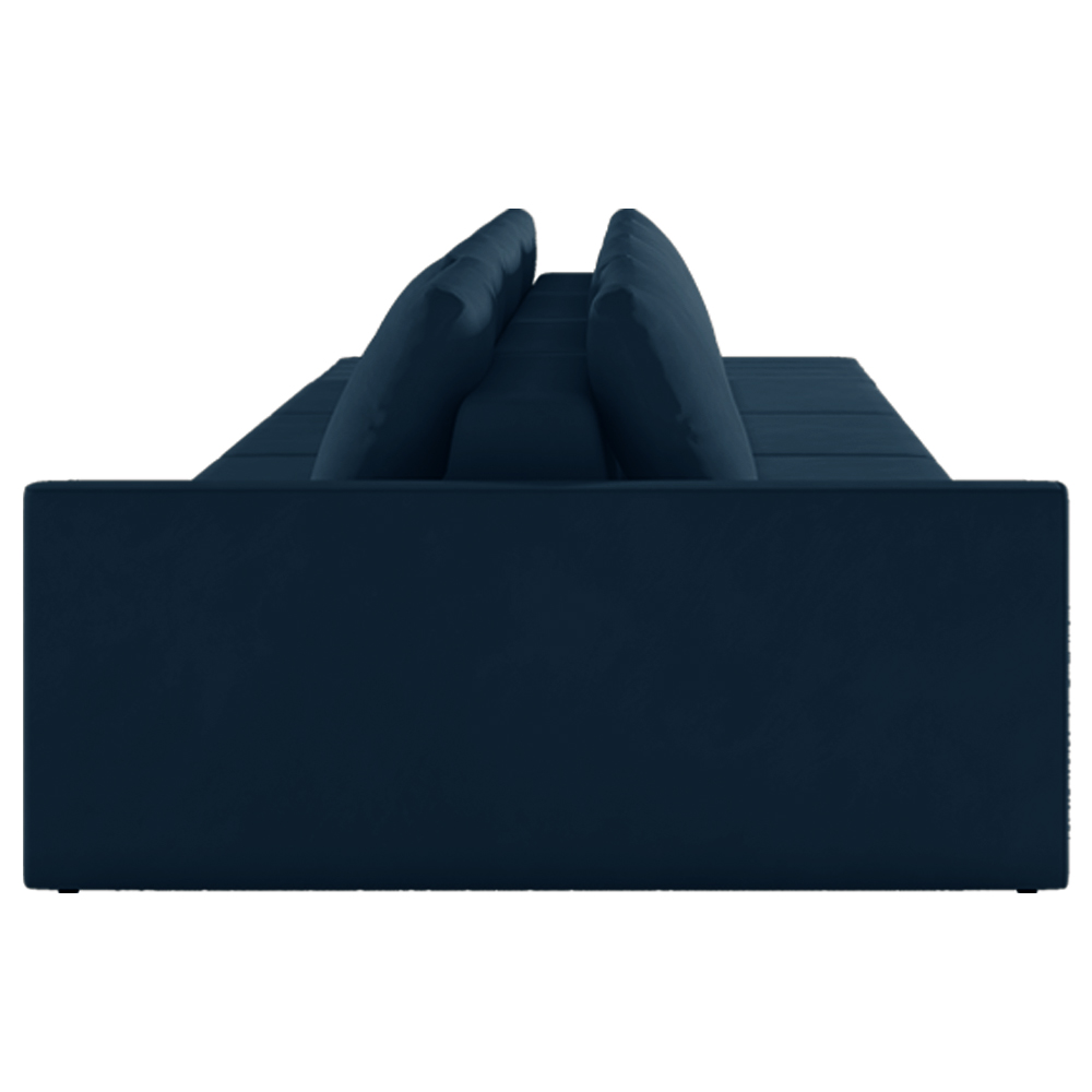 Sofá Ilha Modulado Milos 432cm Puff Lateral Veludo Azul Marinho G33 - Gran Belo