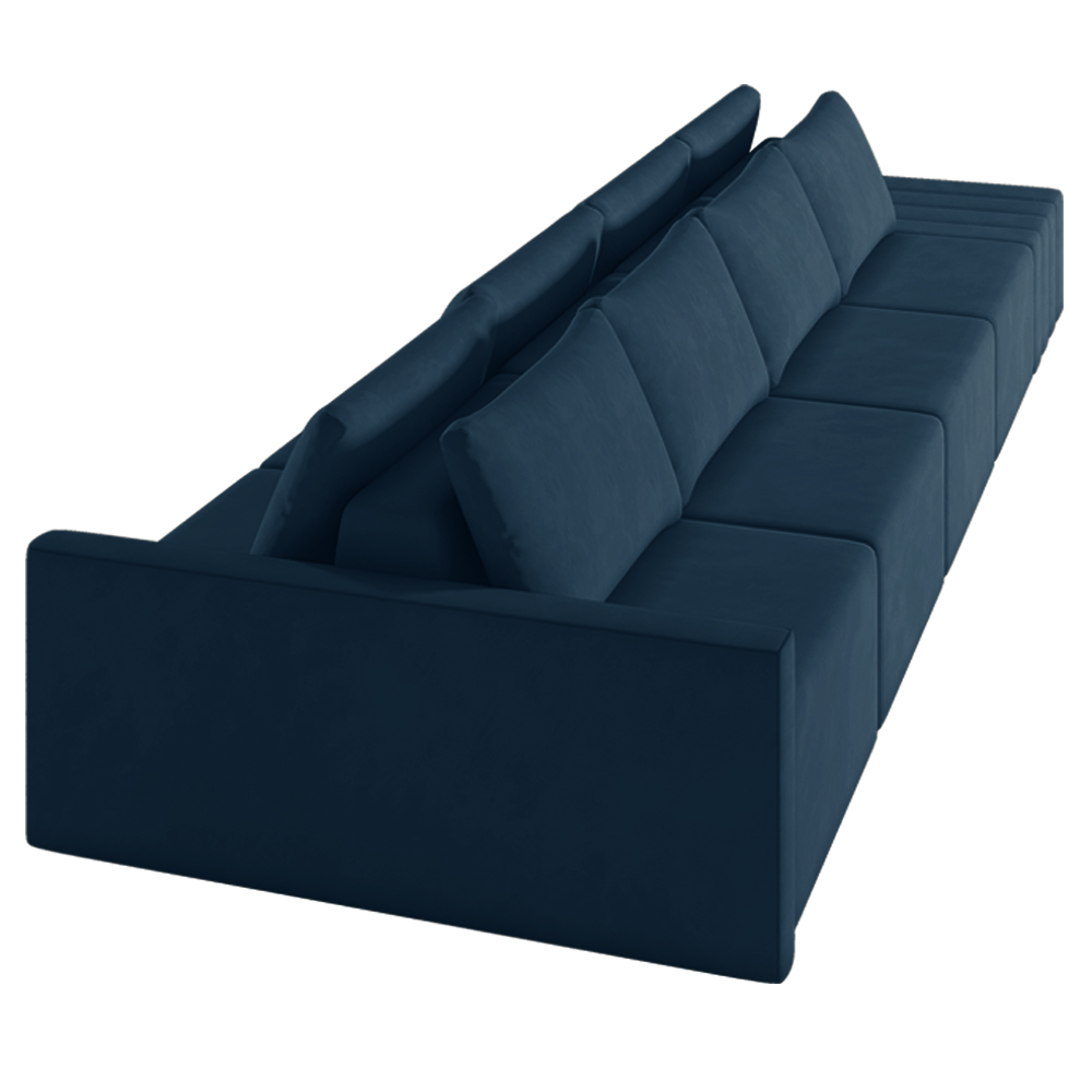 Sofá Ilha Modulado Milos 432cm Puff Lateral Veludo Azul Marinho G33 - Gran Belo