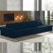 Sofá Ilha Modulado Milos 432cm Puff Lateral Veludo Azul Marinho G33 - Gran Belo