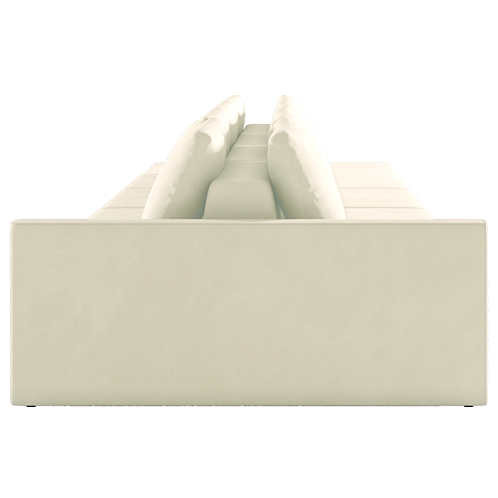 Sofá Ilha Modulado Milos 432cm Puff Lateral Veludo Bege G33 - Gran Belo