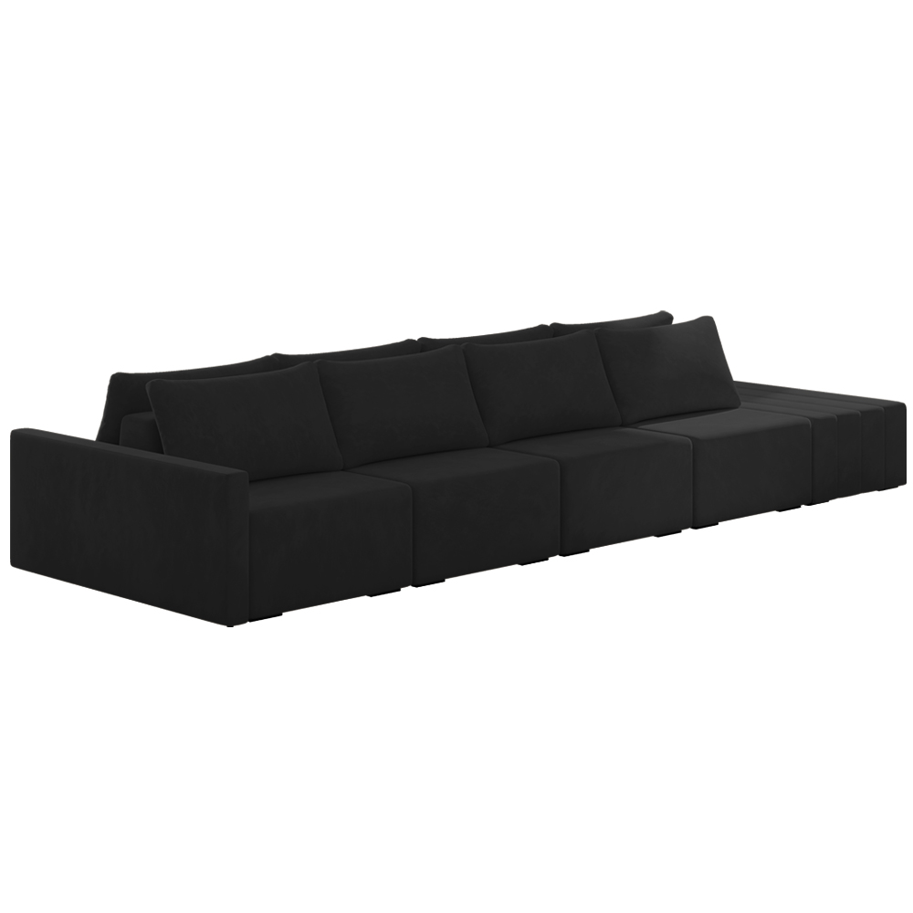Sofá Ilha Modulado Milos 432cm Puff Lateral Veludo Cinza Escuro G33 - Gran Belo