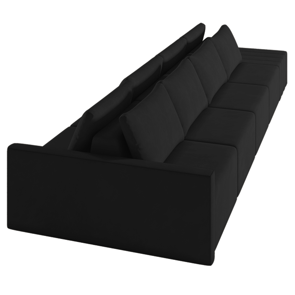 Sofá Ilha Modulado Milos 432cm Puff Lateral Veludo Cinza Escuro G33 - Gran Belo