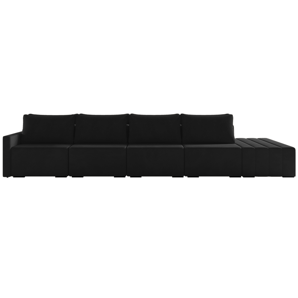 Sofá Ilha Modulado Milos 432cm Puff Lateral Veludo Preto G33 - Gran Belo