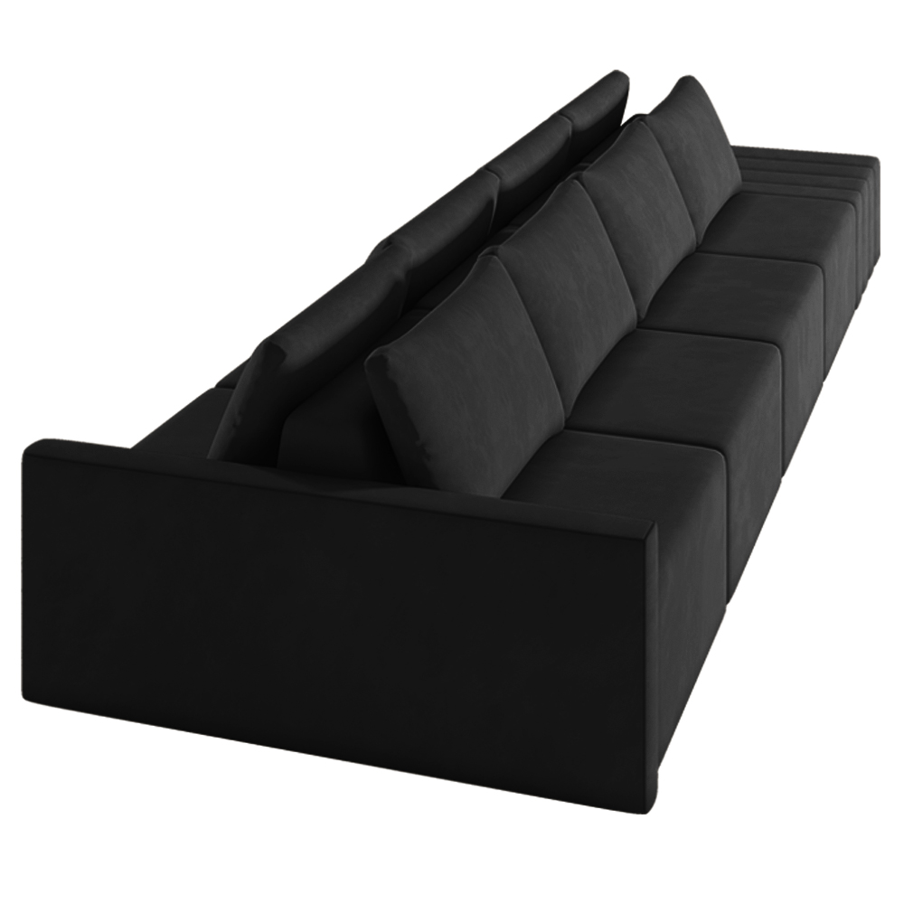 Sofá Ilha Modulado Milos 432cm Puff Lateral Veludo Preto G33 - Gran Belo