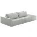 Sofá Ilha Modulado Puff Lateral Base Madeira Milos 252cm Linho Cinza Claro G33 - Gran Belo