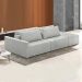 Sofá Ilha Modulado Puff Lateral Base Madeira Milos 252cm Linho Cinza Claro G33 - Gran Belo