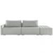 Sofá Ilha Modulado Puff Lateral Base Madeira Milos 252cm Linho Cinza Claro G33 - Gran Belo