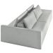 Sofá Ilha Modulado Puff Lateral Base Madeira Milos 252cm Linho Cinza Claro G33 - Gran Belo