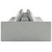Sofá Ilha Modulado Puff Lateral Base Madeira Milos 252cm Linho Cinza Claro G33 - Gran Belo