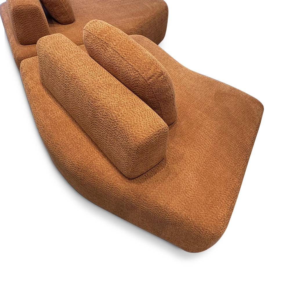Sofá Ilha Sala de Estar Modulado Dakota com Chaise Encosto Almofadas Soltas Bouclê Rústico Terracota G33 - Gran Belo