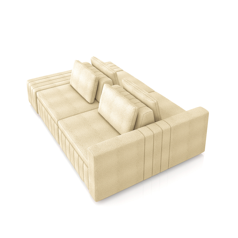 Sofá Ilha com Encosto e Almofadas Móveis Olimpo 245cm Modulado Bouclê Bege G45 - Gran Belo