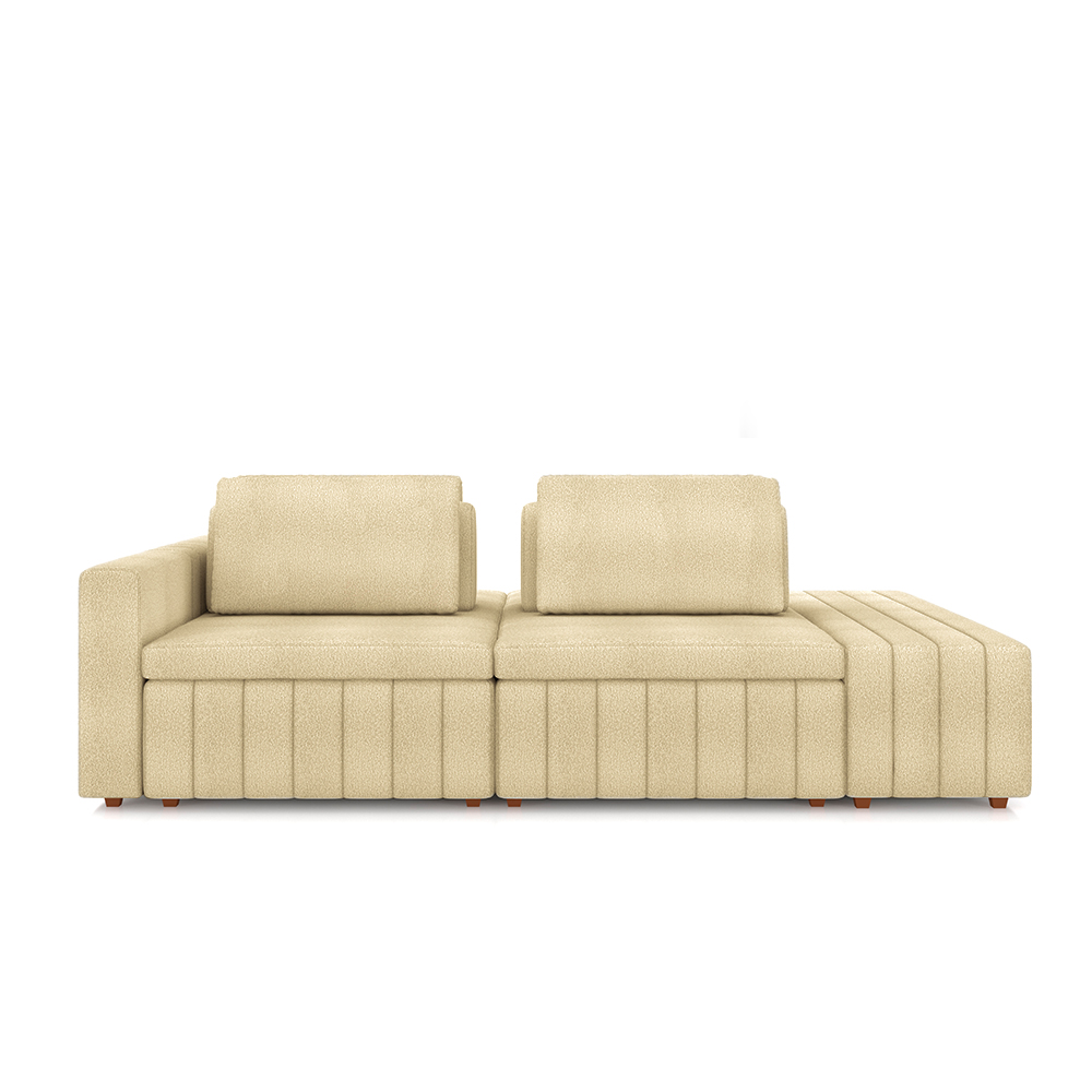 Sofá Ilha com Encosto e Almofadas Móveis Olimpo 245cm Modulado Bouclê Bege G45 - Gran Belo