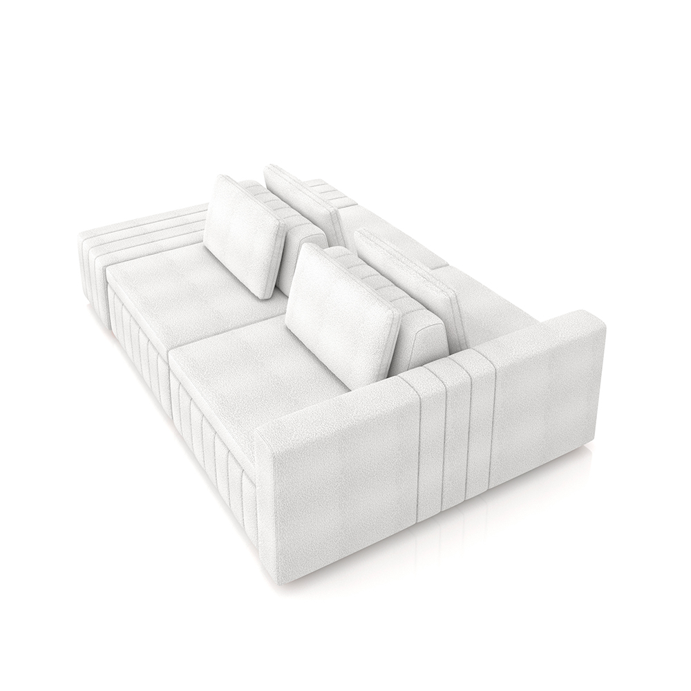 Sofá Ilha com Encosto e Almofadas Móveis Olimpo 245cm Modulado Bouclê Branco G45 - Gran Belo