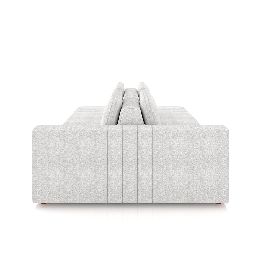 Sofá Ilha com Encosto e Almofadas Móveis Olimpo 245cm Modulado Bouclê Branco G45 - Gran Belo