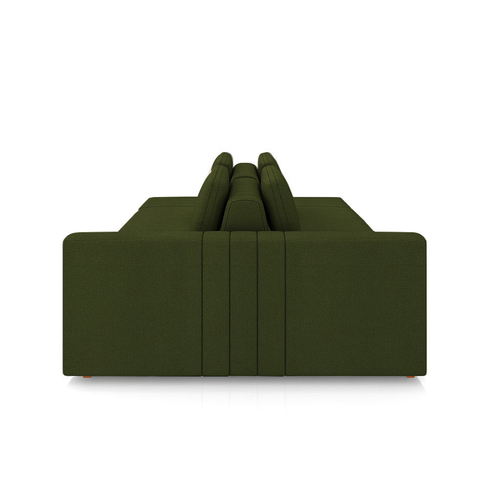 Sofá Ilha com Encosto e Almofadas Móveis Olimpo 245cm Modulado Linho Verde G45 - Gran Belo