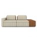 Sofá Ilha com Encosto e Almofadas Móveis Olimpo 245cm Modulado Linho/PU Bege/Caramelo G45 - Gran Belo