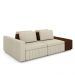 Sofá Ilha com Encosto e Almofadas Móveis Olimpo 245cm Modulado Linho/PU Bege/Marrom G45 - Gran Belo