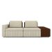 Sofá Ilha com Encosto e Almofadas Móveis Olimpo 245cm Modulado Linho/PU Bege/Marrom G45 - Gran Belo