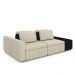 Sofá Ilha com Encosto e Almofadas Móveis Olimpo 245cm Modulado Linho/PU Bege/Preto G45 - Gran Belo