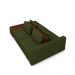 Sofá Ilha com Encosto e Almofadas Móveis Olimpo 245cm Modulado Linho/PU Verde/Marrom G45 - Gran Belo