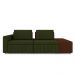 Sofá Ilha com Encosto e Almofadas Móveis Olimpo 245cm Modulado Linho/PU Verde/Marrom G45 - Gran Belo
