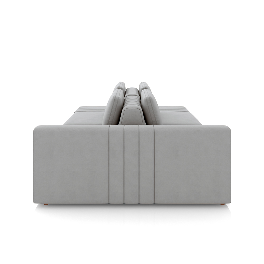 Sofá Ilha com Encosto e Almofadas Móveis Olimpo 245cm Modulado Veludo Cinza G45 - Gran Belo