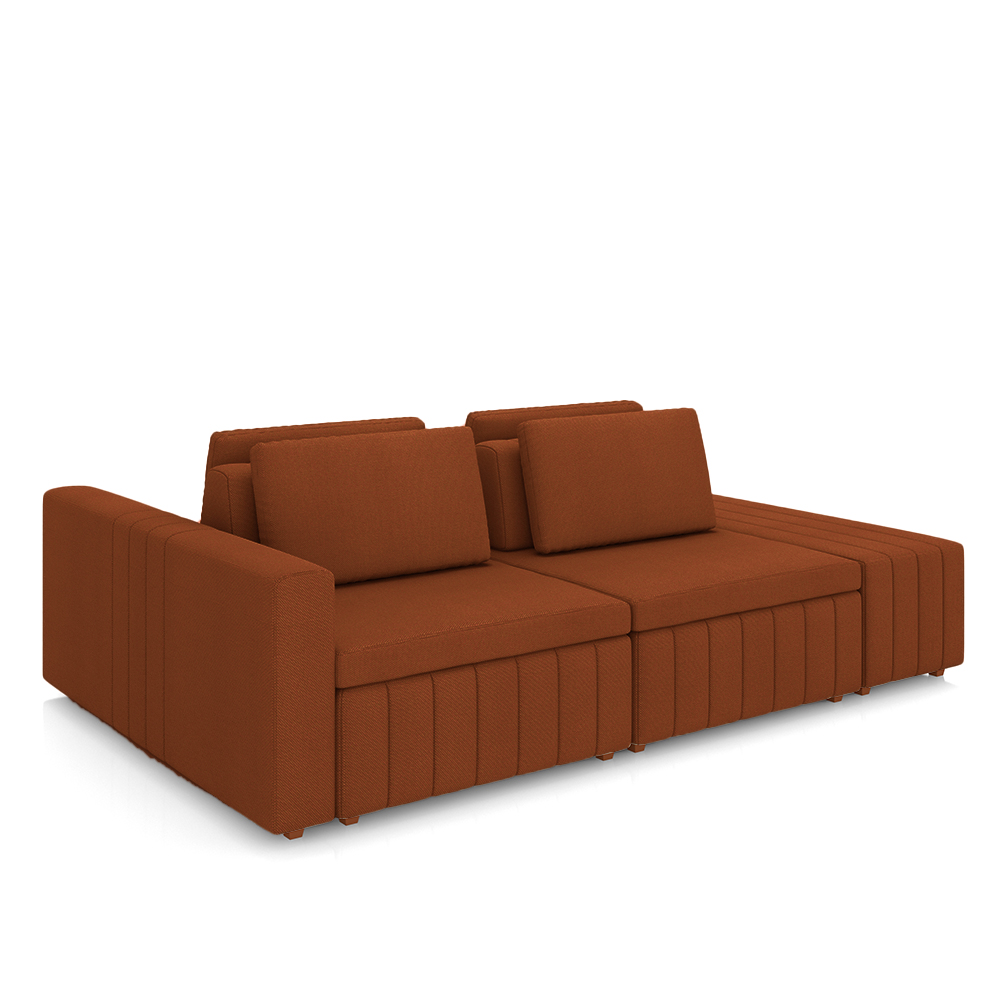 Sofá Ilha com Encosto e Almofadas Móveis Olimpo 265cm Modulado Linho Terracota G45 - Gran Belo