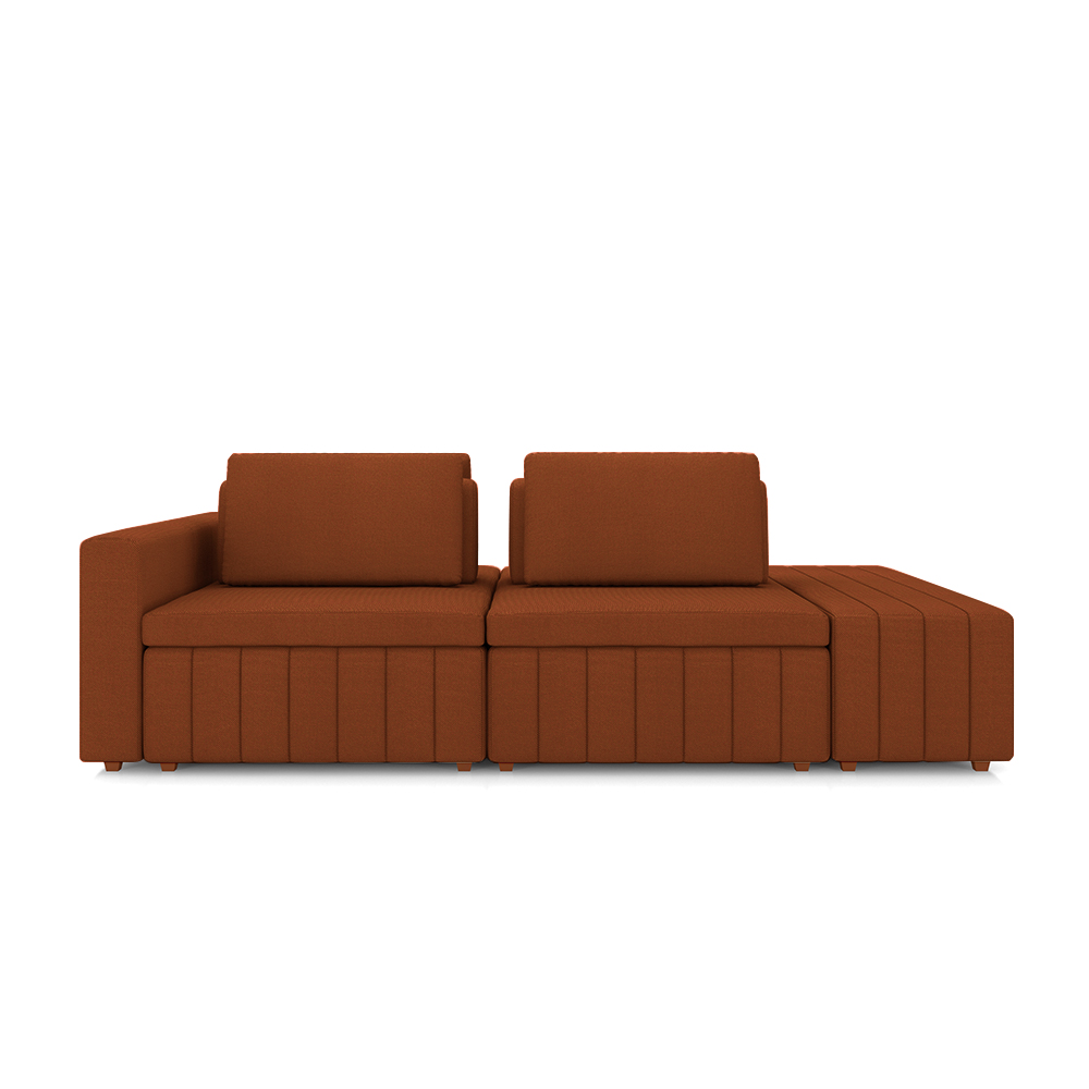 Sofá Ilha com Encosto e Almofadas Móveis Olimpo 265cm Modulado Linho Terracota G45 - Gran Belo