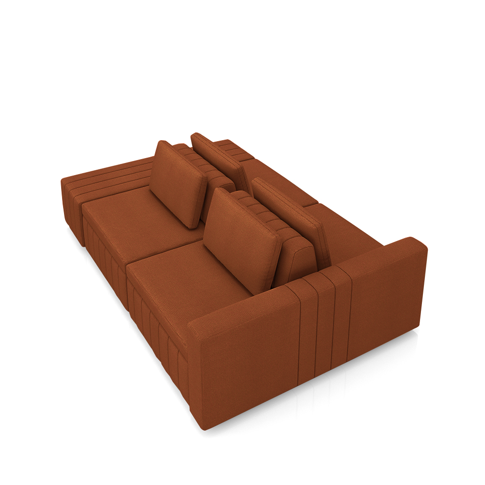Sofá Ilha com Encosto e Almofadas Móveis Olimpo 265cm Modulado Linho Terracota G45 - Gran Belo
