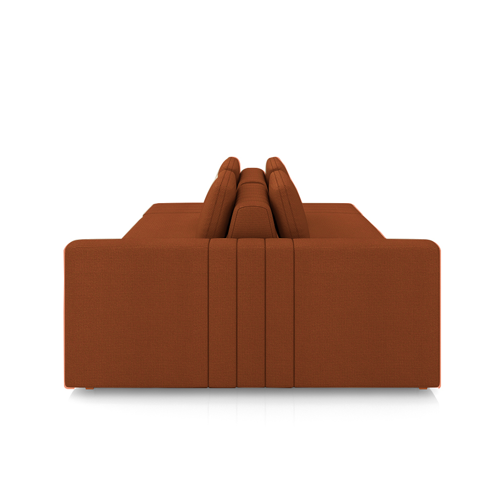 Sofá Ilha com Encosto e Almofadas Móveis Olimpo 265cm Modulado Linho Terracota G45 - Gran Belo