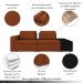Sofá Ilha com Encosto e Almofadas Móveis Olimpo 265cm Modulado Linho/PU Terracota/Preto G45 - Gran Belo