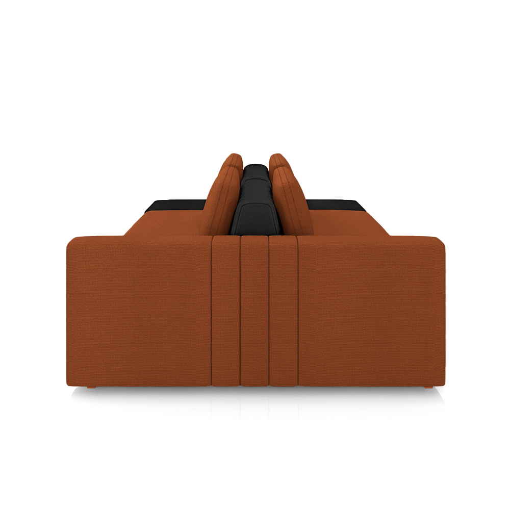 Sofá Ilha com Encosto e Almofadas Móveis Olimpo 265cm Modulado Linho/PU Terracota/Preto G45 - Gran Belo