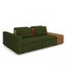 Sofá Ilha com Encosto e Almofadas Móveis Olimpo 265cm Modulado Linho/PU Verde/Caramelo G45 - Gran Belo