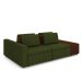 Sofá Ilha com Encosto e Almofadas Móveis Olimpo 265cm Modulado Linho/PU Verde/Marrom G45 - Gran Belo