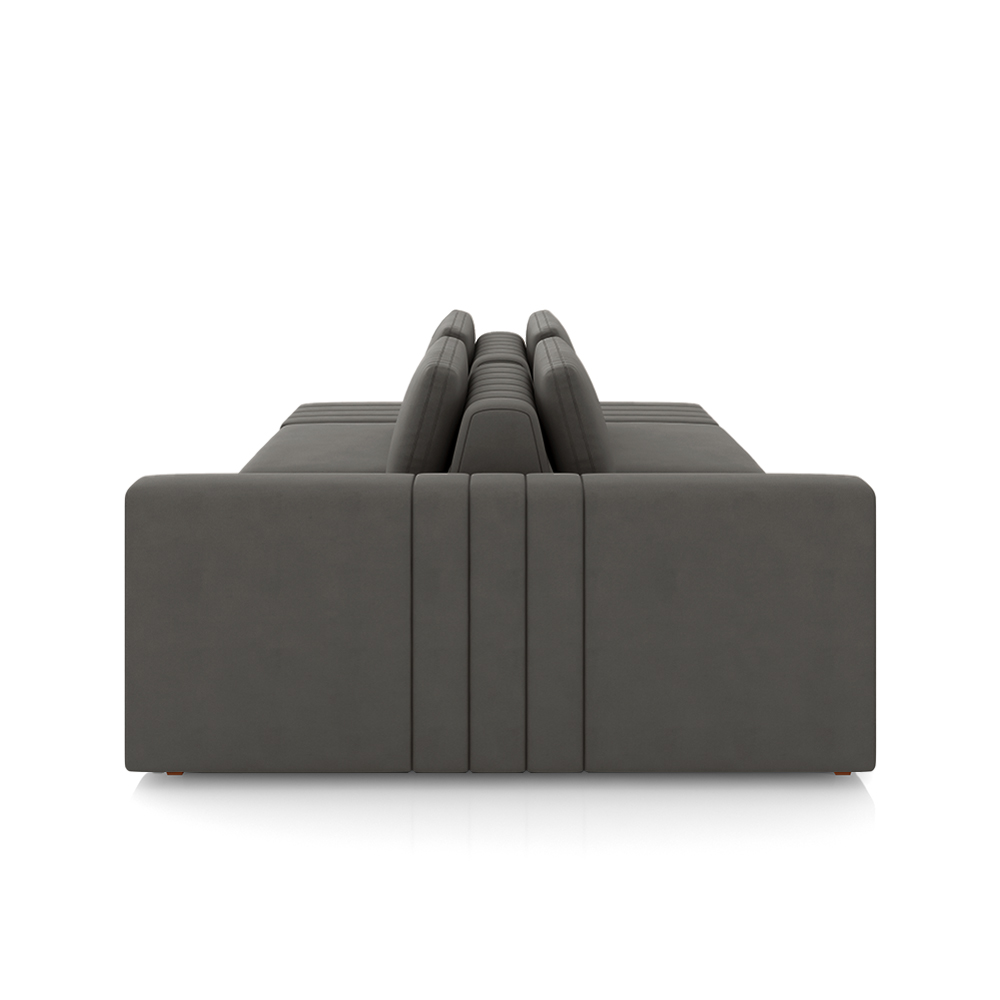 Sofá Ilha com Encosto e Almofadas Móveis Olimpo 265cm Modulado Veludo Grafite G45 - Gran Belo