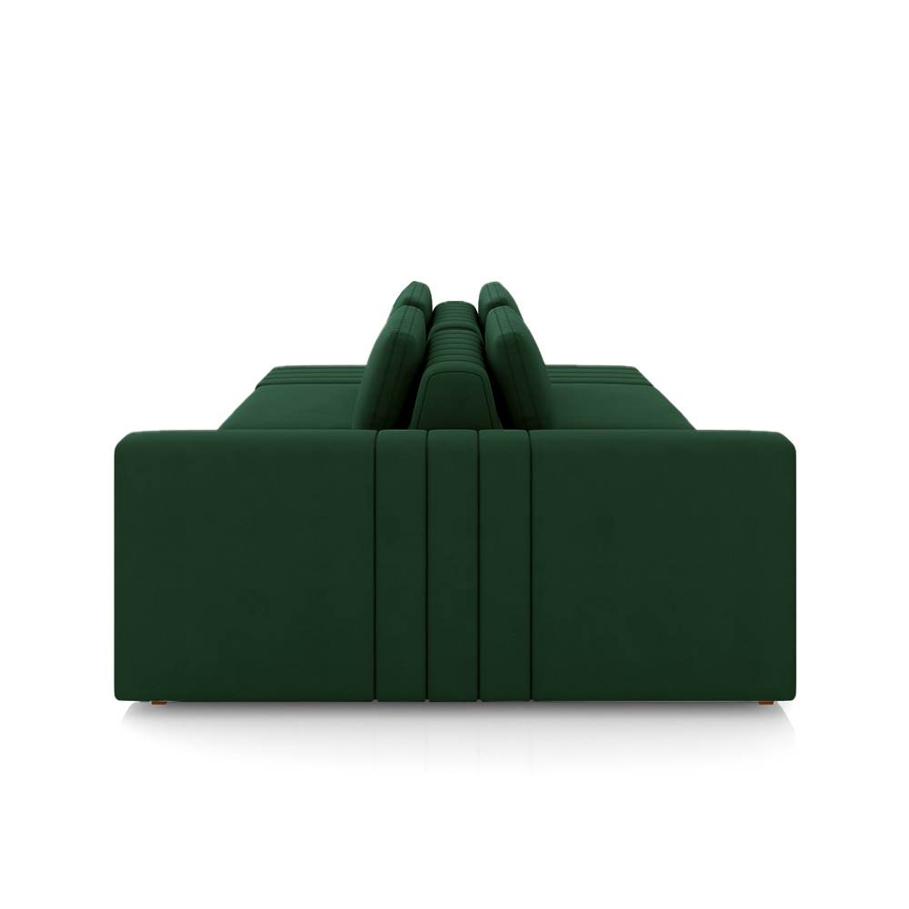 Sofá Ilha com Encosto e Almofadas Móveis Olimpo 265cm Modulado Veludo Verde G45 - Gran Belo