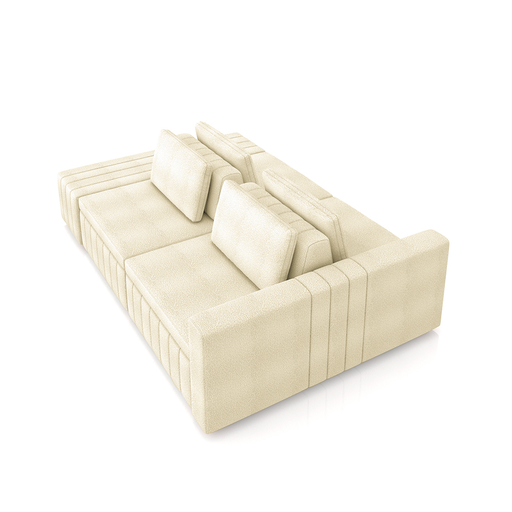Sofá Ilha com Encosto e Almofadas Móveis Olimpo 285cm Modulado Bouclê Off White G45 - Gran Belo