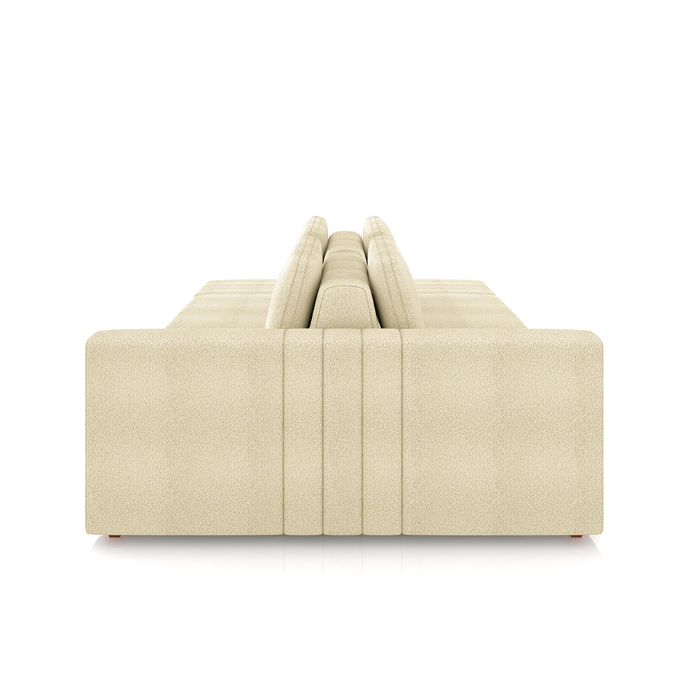 Sofá Ilha com Encosto e Almofadas Móveis Olimpo 285cm Modulado Bouclê Off White G45 - Gran Belo