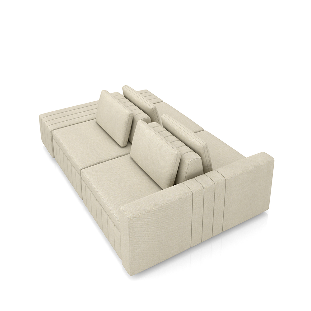Sofá Ilha com Encosto e Almofadas Móveis Olimpo 285cm Modulado Linho Bege G45 - Gran Belo