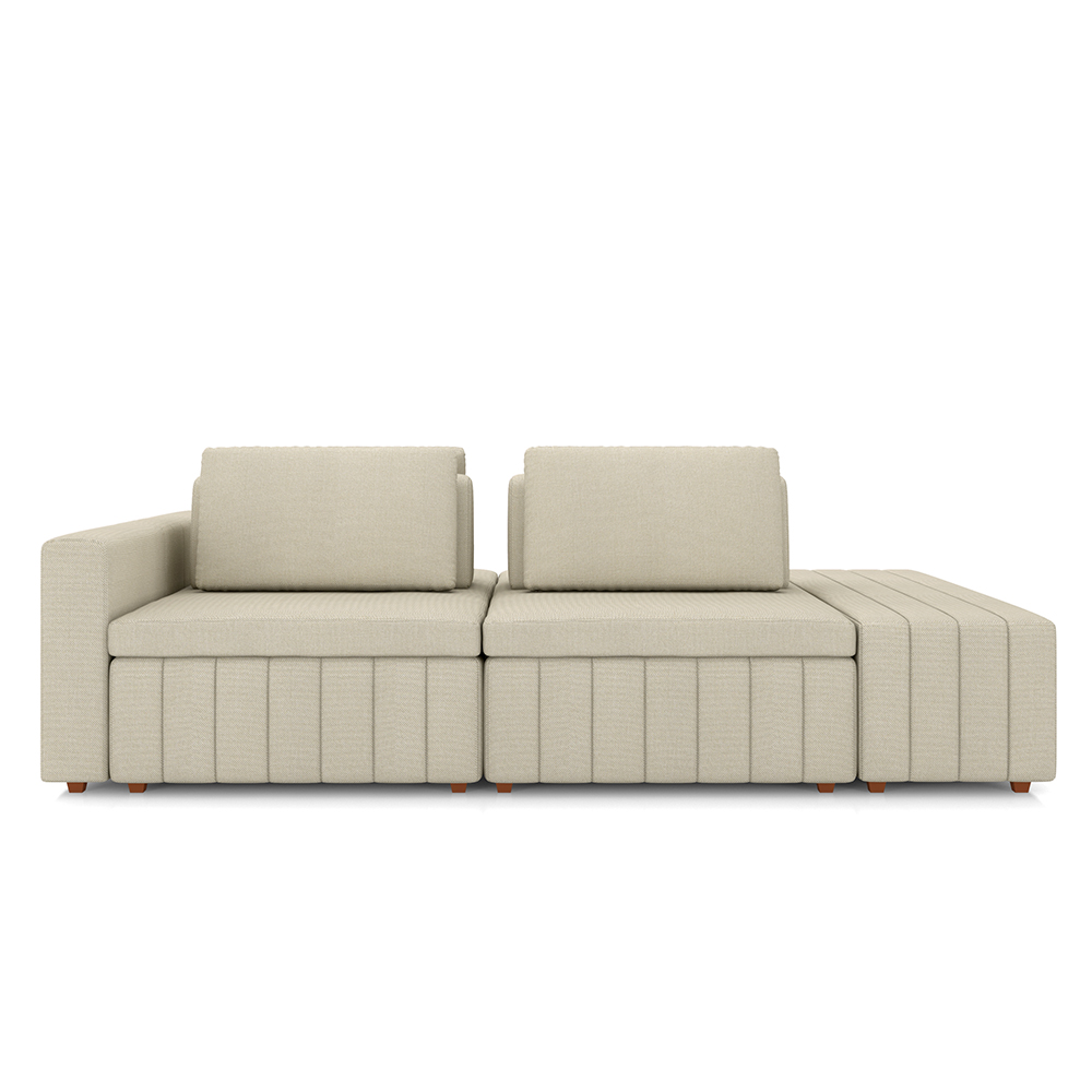 Sofá Ilha com Encosto e Almofadas Móveis Olimpo 285cm Modulado Linho Bege G45 - Gran Belo