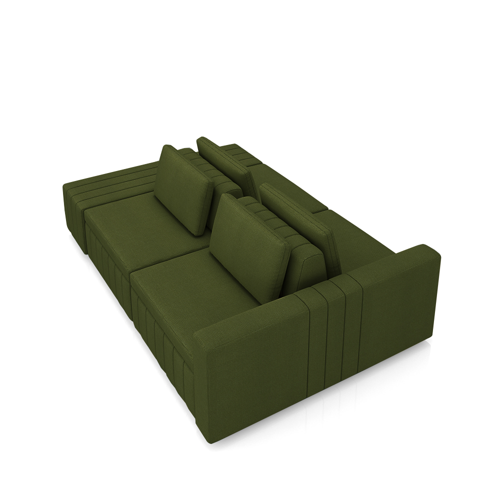 Sofá Ilha com Encosto e Almofadas Móveis Olimpo 285cm Modulado Linho Verde G45 - Gran Belo