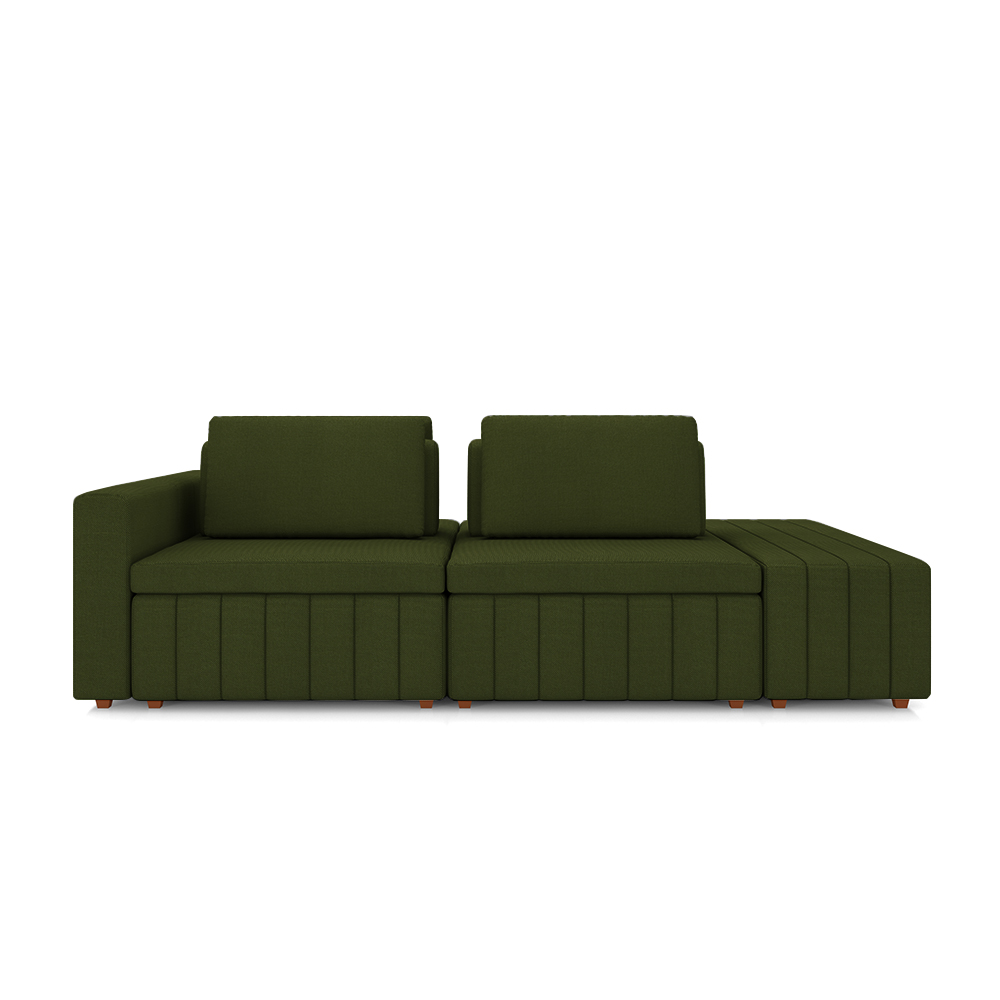 Sofá Ilha com Encosto e Almofadas Móveis Olimpo 285cm Modulado Linho Verde G45 - Gran Belo