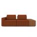 Sofá Ilha com Encosto e Almofadas Móveis Olimpo 285cm Modulado Linho/PU Terracota/Caramelo G45 - Gran Belo