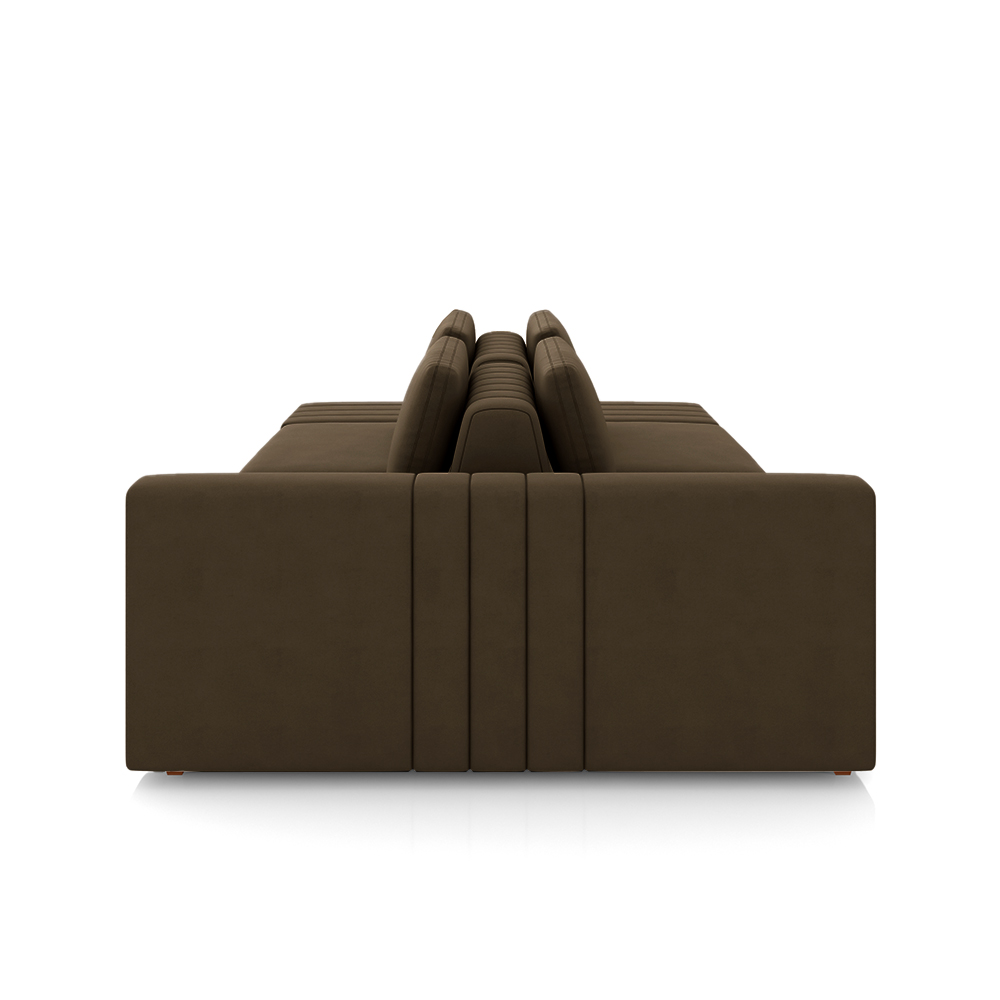 Sofá Ilha com Encosto e Almofadas Móveis Olimpo 285cm Modulado Veludo Marrom G45 - Gran Belo
