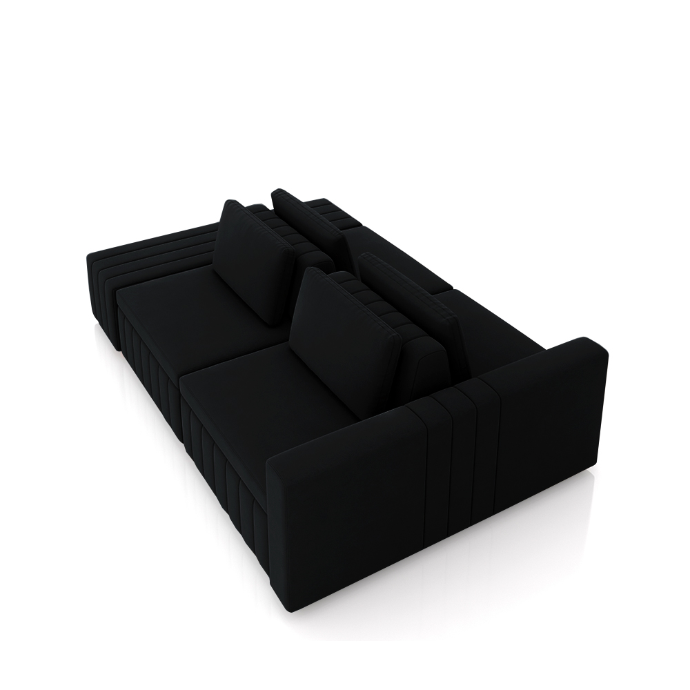 Sofá Ilha com Encosto e Almofadas Móveis Olimpo 285cm Modulado Veludo Preto G45 - Gran Belo