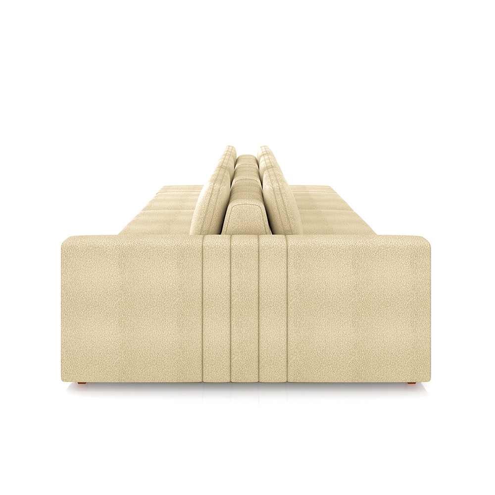 Sofá Ilha com Encosto e Almofadas Móveis Olimpo 335cm Modulado Bouclê Bege G45 - Gran Belo