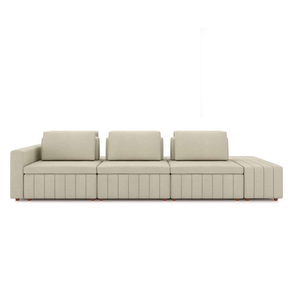 Sofá Ilha com Encosto e Almofadas Móveis Olimpo 335cm Modulado Linho Bege G45 - Gran Belo